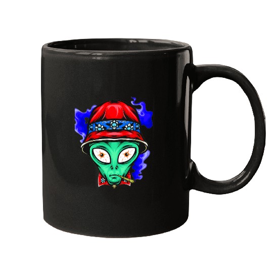 Aliens UFO face Funny Space Planets Galaxy Solar System Mugs