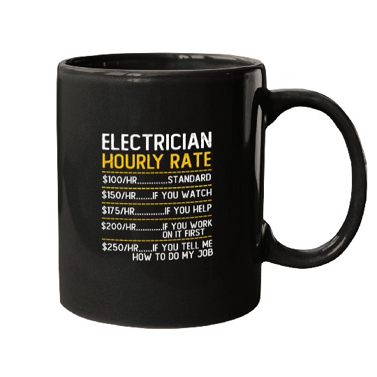 Electrician Hourly Rate Price Chart Labor Funny Handyman Mugs