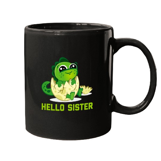 Dinosaur Pet Cute Hello Sister Newborn Announcement Baby Dinosaur Birth Mugs