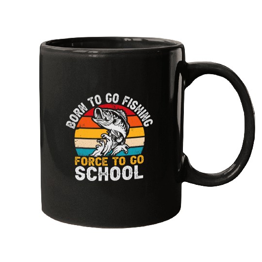 Fishing Fun Funny Bass Fish Born To Go Fishing Young Fisherman Mugs