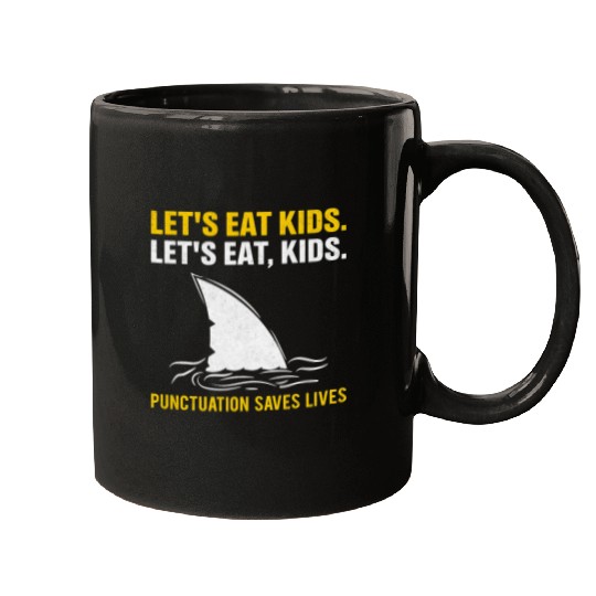 Shark Pet Lets Eat Kids Punctuation Saves Lives Shark Funny Teacher 3 Mugs