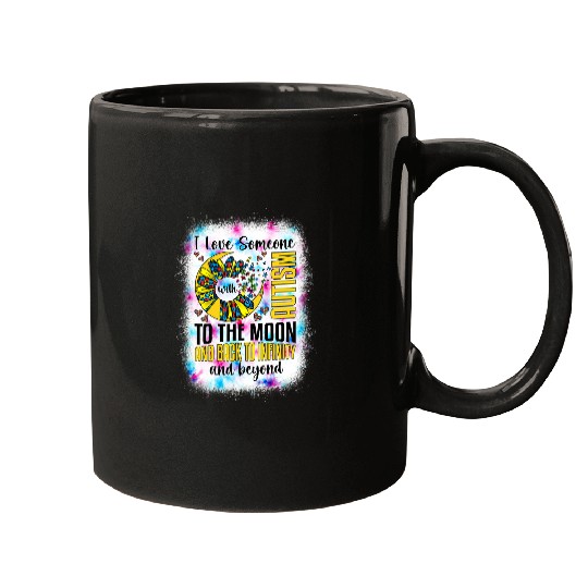 Autism Puzzle I Love Someone With Autism Moon And Back Support Mugs