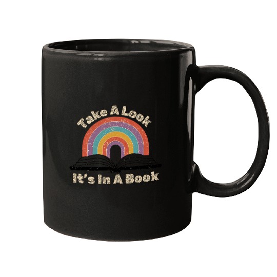 Book Fun Take A Look Its In A Book Rainbow Reading Bookworm Librarian Mugs