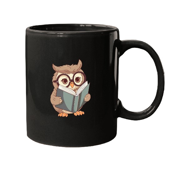 Book Fun Cute Owl Reads Book Reading Bookworm Library Book Lovers Mugs