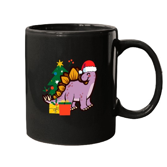 Dinosaur Pet Cute Stegosaurus Dinosaur Santa Merry Christmas Mugs
