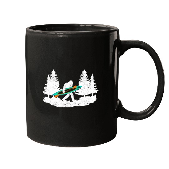 Bigfoot Pet Kayak Paddling Lake White Water Canoe Sasquatch 3 Mugs