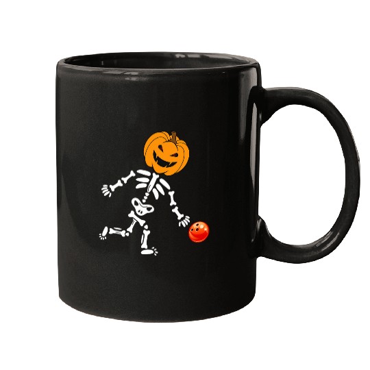 Discover Sport Bowling Cute Pumpkin Skeletons Bowling Player Halloween Costumes Mugs