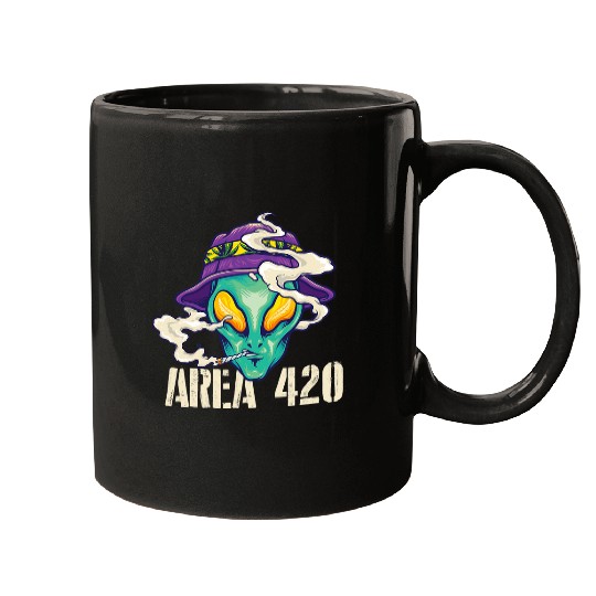 Aliens UFO Funny Area 51 Parody Stoned Alien weedvs Funny 420 Mugs