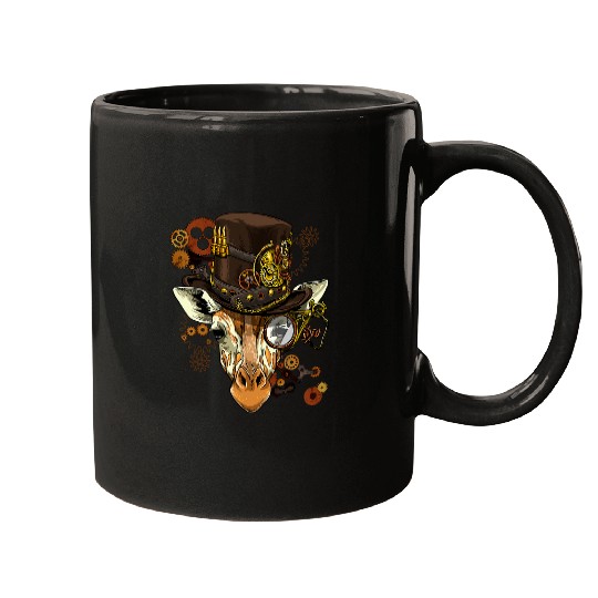 Giraffe Pet Steampunk Gothic Giraffes Mechanical Zoo Wild Animal Face Mugs