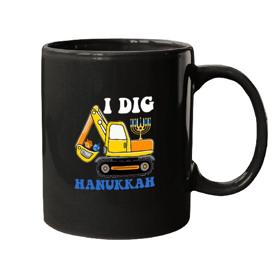 Excavator Fun Hanukkah Pajamas Kids I Dig Hanukkah Excavator Toddler Boys Mugs
