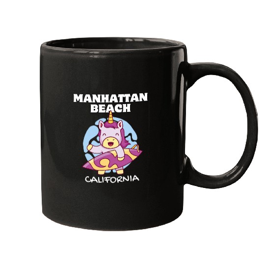 Unicorn Pet MANHATTAN BEACH  Surf Retro Unicorn Surfing Mugs