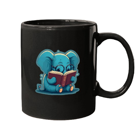 Discover Book Fun Sweet Baby Elephant Glasses Book Read Book Readers Reader 1 Mugs