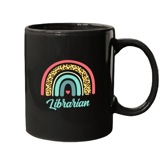 Book Fun Librarian Library Book Lover Boho Leopard Rainbow Books Fan Mugs
