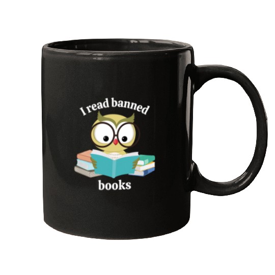 Book Fun I read banned books week librarian reader owl Mugs