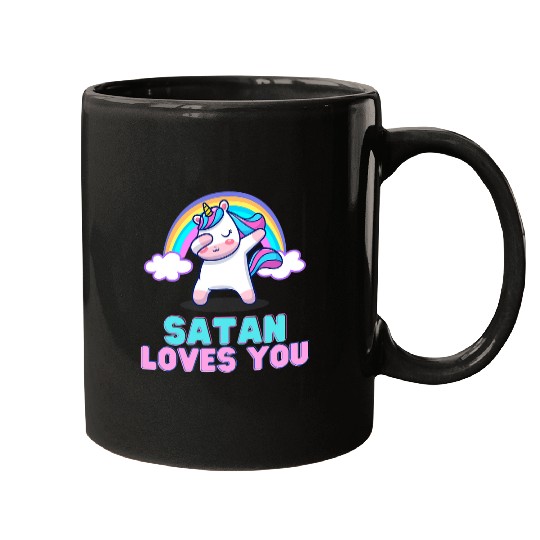 Unicorn Pet Satan Loves You Cute Unicorn Dab Festival Club Occult Pagan Mugs