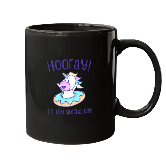 Unicorn Pet Kids Hooray Its My Gotcha Day Unicorn Donut Adoption Foster Mugs