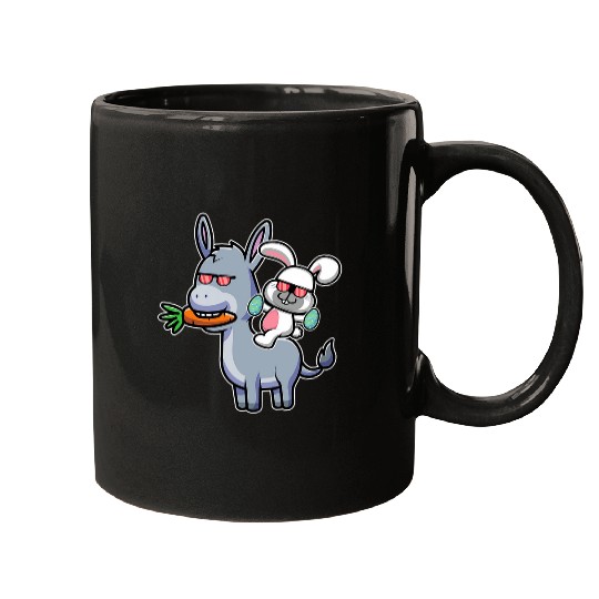 Donkey Pet Easter Bunny Riding On Donkey Cute Easter Egg Hunt Kids Mugs