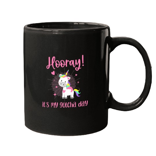 Unicorn Pet Kids Hooray Its My Gotcha Day Adoption Unicorn Adopting Mugs