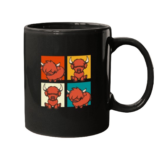 Cow Pet Scottish Cattle Farmer Farm Animal Pop Art Highland Cow Mugs