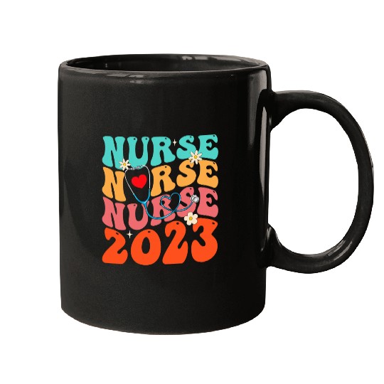 Cute Groovy Stethoscope nurses Life Nursing nurses Week 2 Mugs
