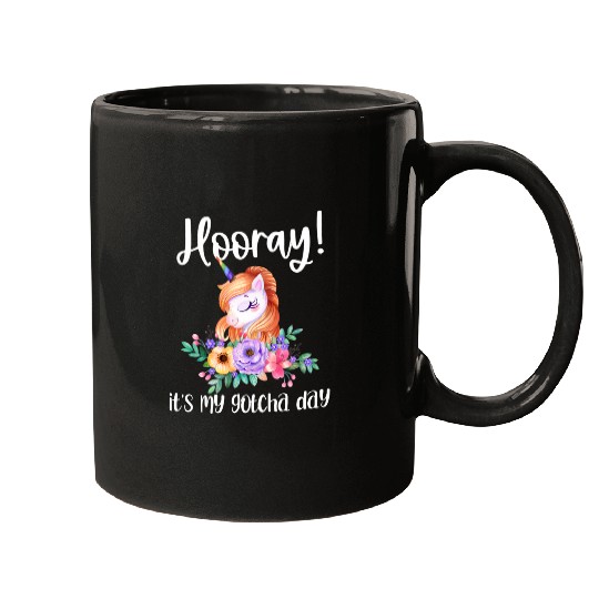 Unicorn Pet Kids Hooray Its My Gotcha Day Adoption Unicorn Adopting Gift 2 Mugs