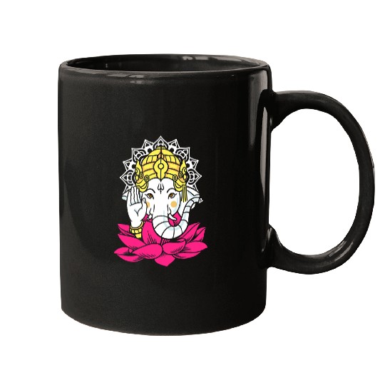 Elephant Mammal Ganesha India Meditation Buddhism Hinduism Elephant Ganapati Mugs