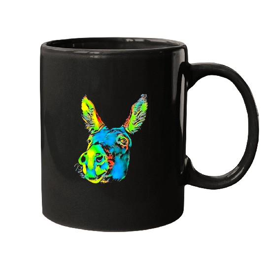 Donkey Pet Face Pop Art Mugs
