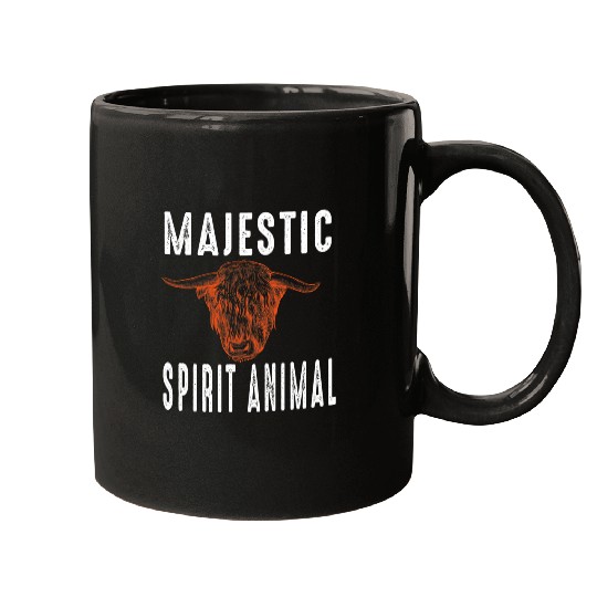 Cow Pet Scotland highland Cow Majestic Spirit Animal Graphic Mugs