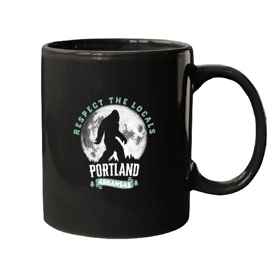Bigfoot Pet Portland Arkansas Respect the Locals Bigfoot Sasquatch Moon Mugs