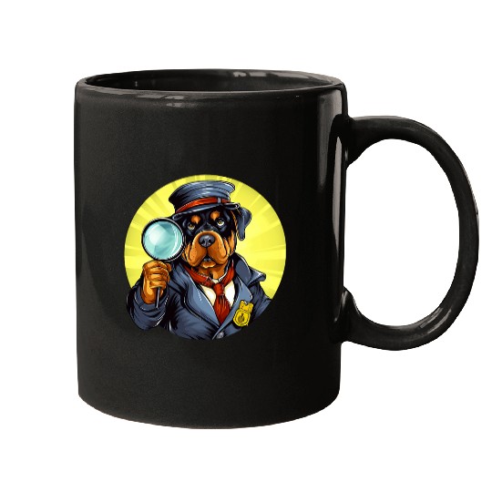 Rottweiler Pet Detective Funny Dog Mystery 1 Mugs