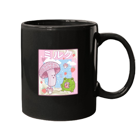 Frog Pet Cute Cottagecore Frog Strawberry Retro 90s Kawaii Aesthetic 6 Mugs