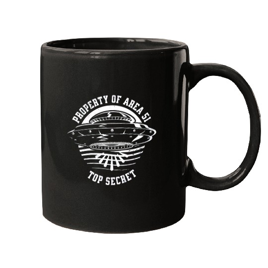 Aliens UFO Property Of Area 51 Top Secret UAP Alien UFO Flying Saucer Mugs