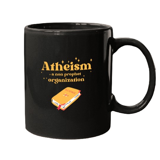 Book Fun Atheism a non prophet Organization Funny Science Book Bible Mugs