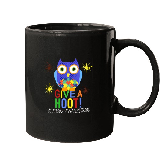 Autism Puzzle Owl The Owl Give A Hoot Autism Awareness For Kid Women Mugs