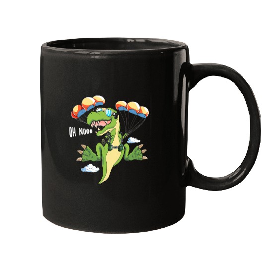 Dinosaur Pet Skydiving Gift Oh Nooo Parachute Skydive Trex Extreme Sport Of Skydiving Mugs