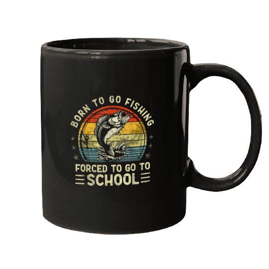 Fishing Fun Funny Born To Go Fishing Bass Fish Fisherman Boys Kids 22 Mugs