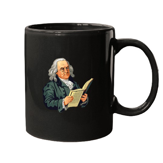 Book Fun Benjamin Franklin Reading A Book Mugs