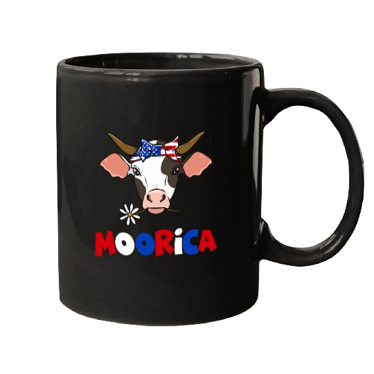 Cow Pet Moorica Highland cow 4th Of July USA Patriotic Cow 01 Mugs