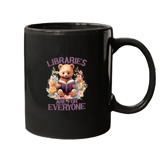 Book Fun Libraries Are For Everyone Bear Book Reader Librarian Mugs