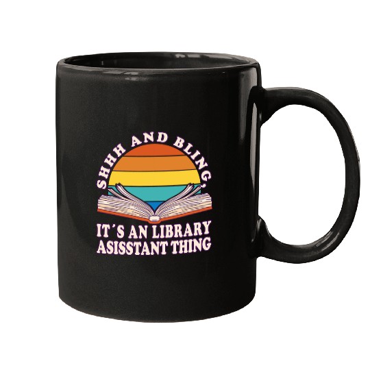 Shhh And Bling Librarian Library Assistant Mugs