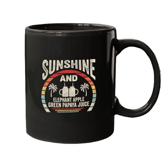 Elephant Mammal Retro Sunshine And Elephant Apple Green Papaya Juice Summer 2 Mugs