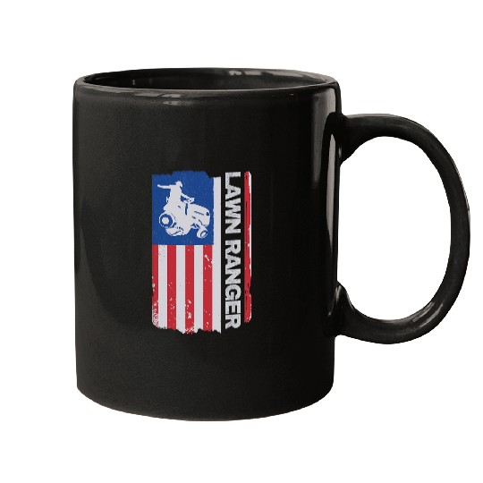 Lawn Mower Fun Ranger Lawnmower American Flag Gardener USA Lawn Mowing Mugs