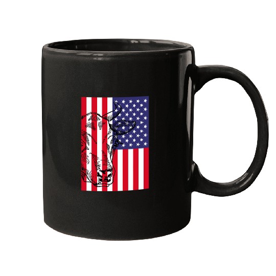 Cow Pet Face In USA Flag Funny Graphic Cow Lover Tee Mugs