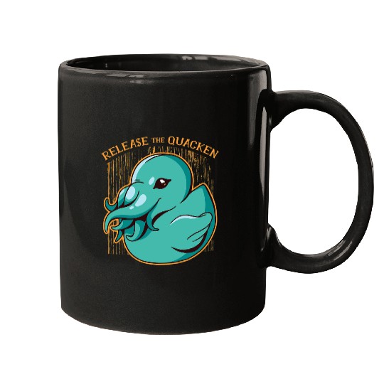 Squid Pet Duck Gift Funny rubber duck Cthulhu kraken squid octopus design Mugs