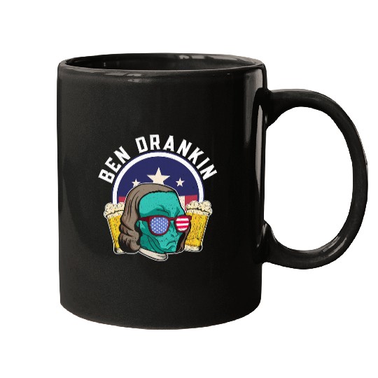 Aliens UFO Ben Drankin 2Alien USA Funny 4th of July Mugs