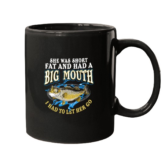 Fishing Fun Short Fat Big Mouth Bass Fishing Short Sleeve frt Mugs