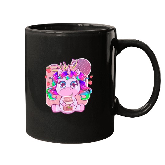 Unicorn Pet Funny Kawaii Unicorn Strawberry Milk Shake Japanese Anime 6 Mugs