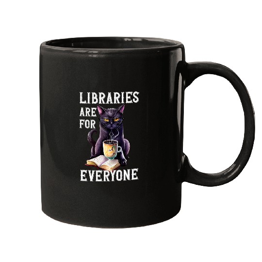 Book Fun Libraries Are For Everyone Cat Book Reader Librarian Mugs