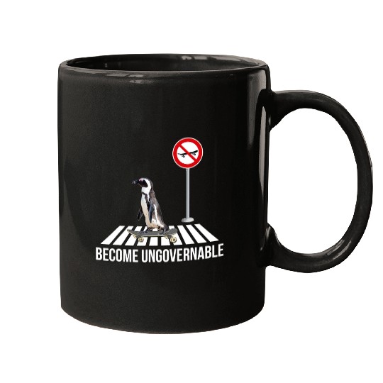Penguin Pet Become Ungovernable Penguin Skateboarding Mugs