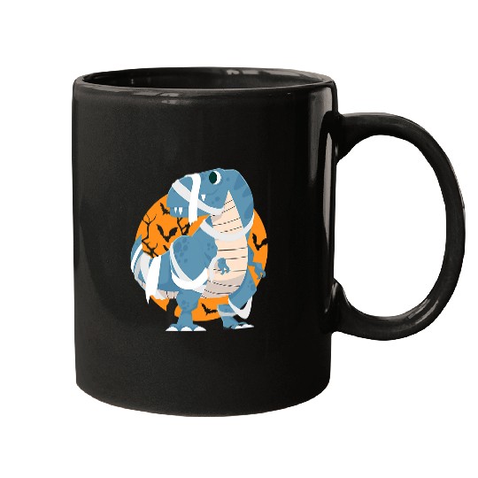 Dinosaur Pet Spooky Dinosaur T rexs Mummy Pumpkin Halloween 2 Mugs